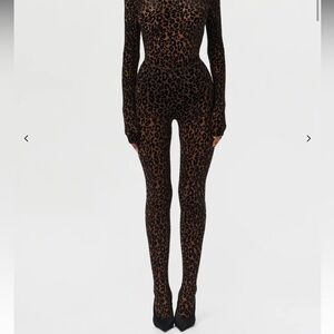 Naked Wardrobe Brown Leopard Print Closed Toe Leggings
